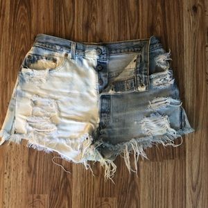 Levi Strauss & Co high waisted distressed shorts